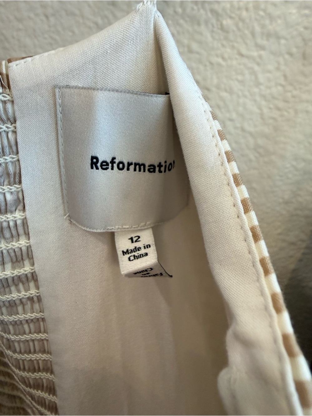 Reformation Beige and White Gingham Midi Dress - Picture 5 of 5